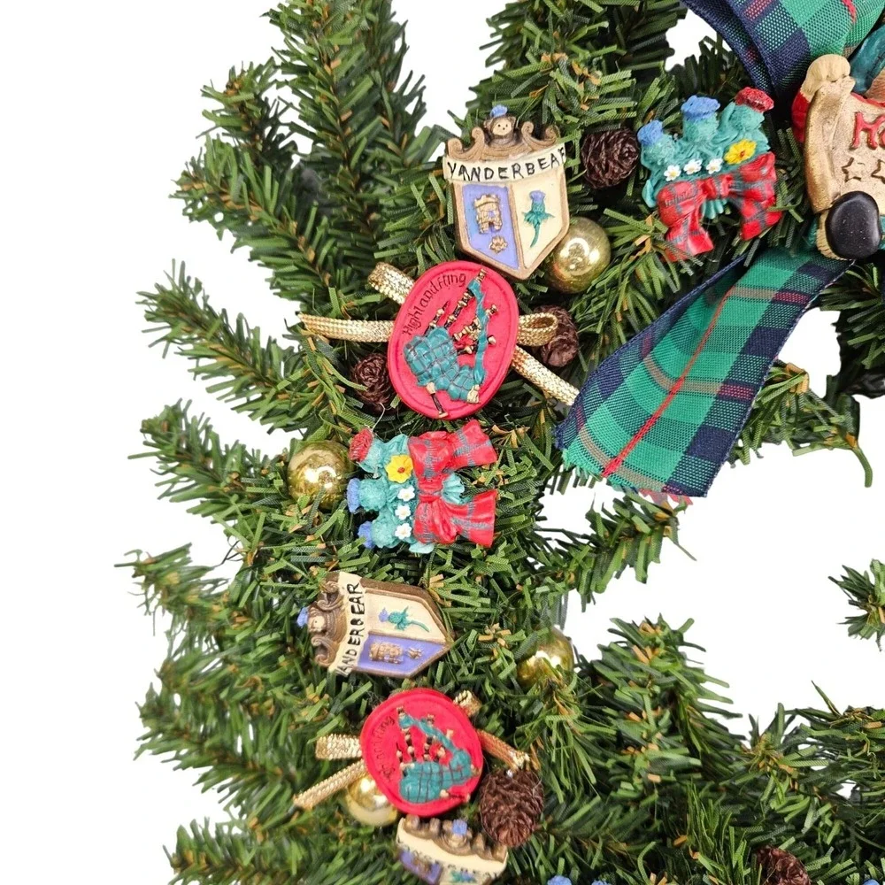 Highland Fling Wreath Vanderbear Family Scottish Dance Collection Xmas 1993‎ Vtg